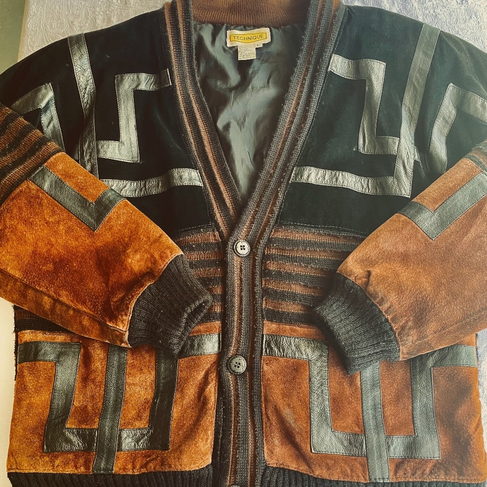 Technique 1980s  men’s genuine leather jacket